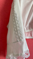 Vintage 1970s White Cropped Dirndl Blouse With Lace Bell Sleeves