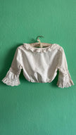 Vintage 1970s White Cropped Dirndl Blouse With Crochet Lace