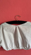Vintage 1970s White Cropped Dirndl Blouse With Puff Sleeves