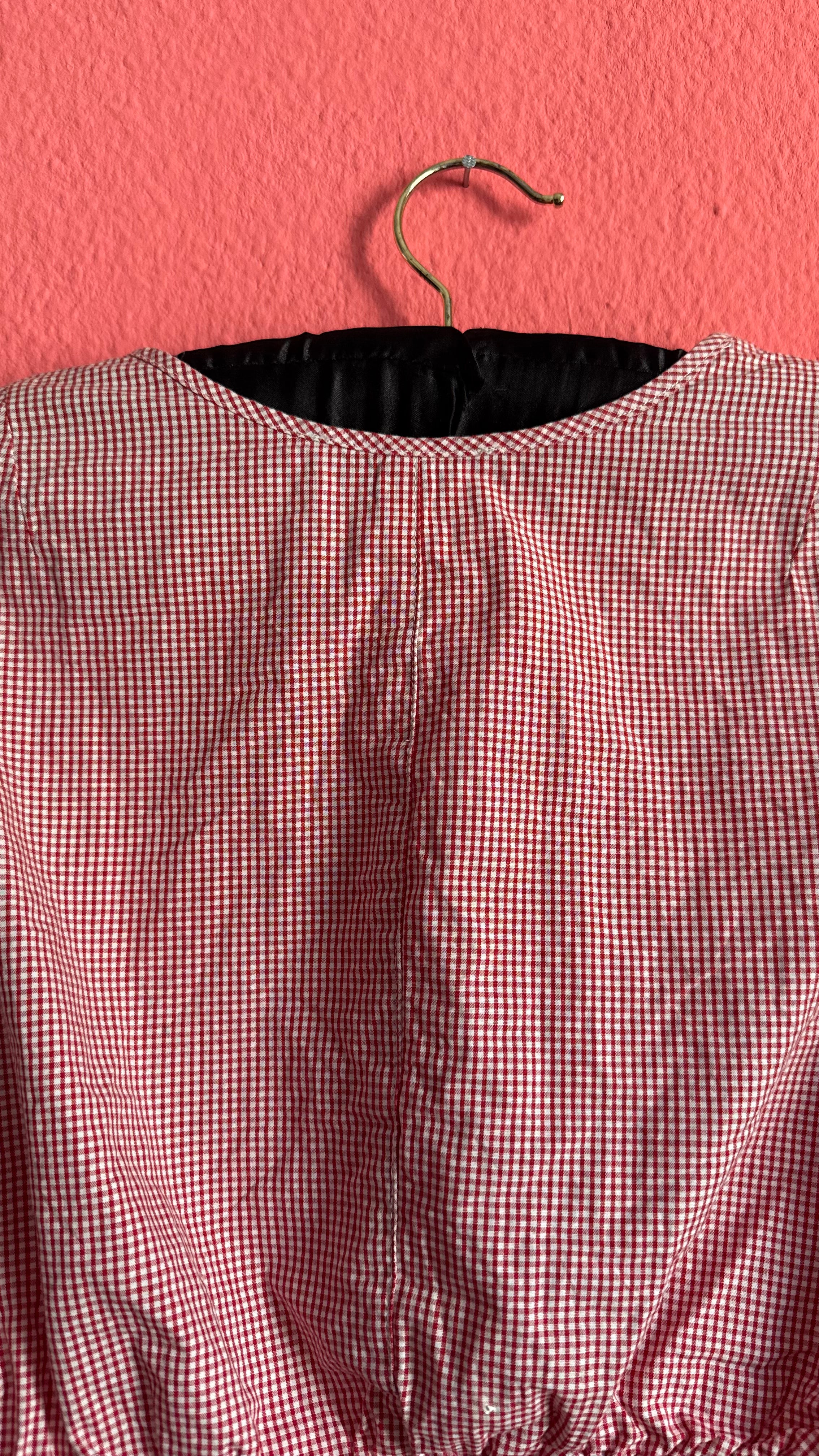 Vintage 1980s Red Gingham Cropped Dirndl Blouse by Gebirgsstürmer