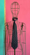 Vintage 1980s Blue Geometric Necktie and Women’s Belt by Jacques Ploenes