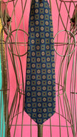 Vintage 1980s Blue Geometric Necktie and Women’s Belt by Jacques Ploenes