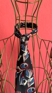 Vintage 1980s Abstract Print Necktie and Women’s Belt by Mercedes