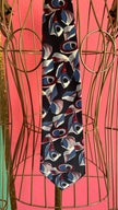 Vintage 1980s Abstract Print Necktie and Women’s Belt by Mercedes
