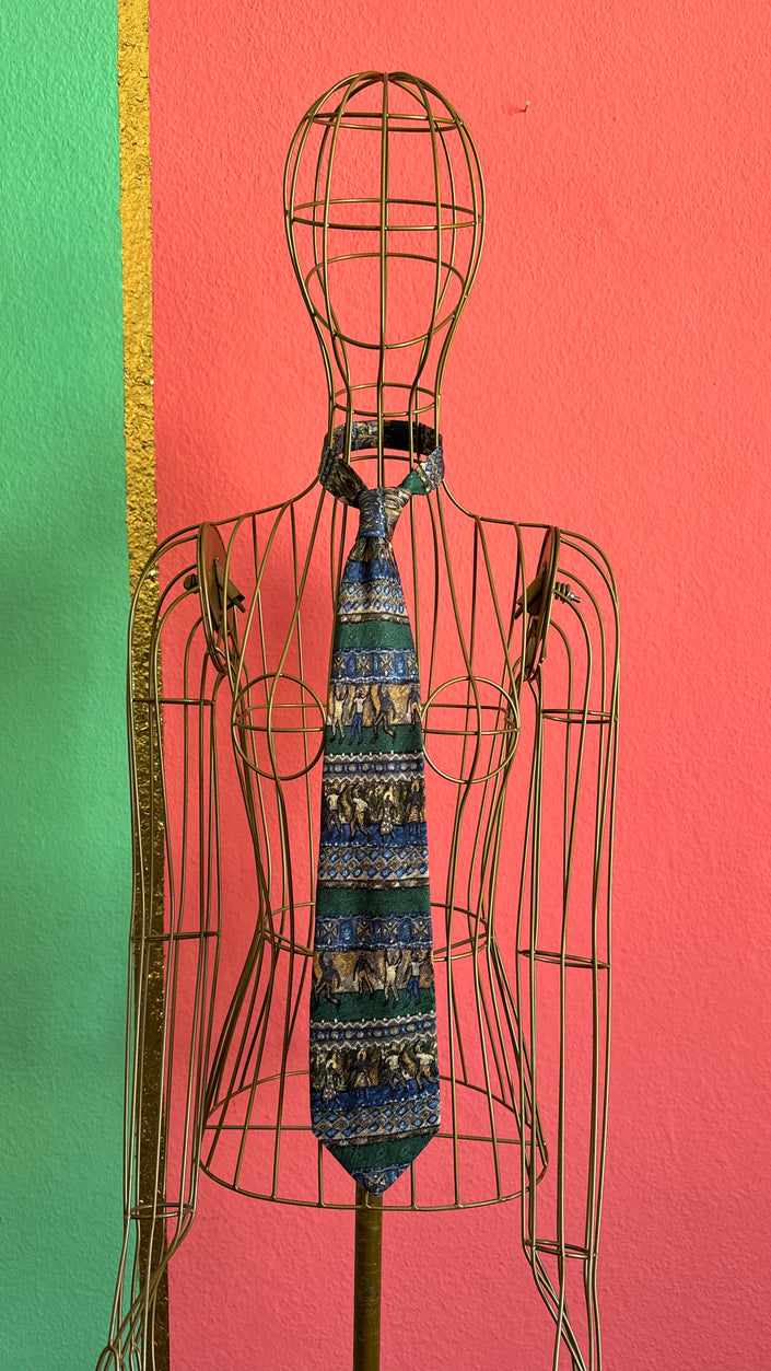 Vintage 1980s Equestrian Print Necktie and Women’s Belt by Altea Milano