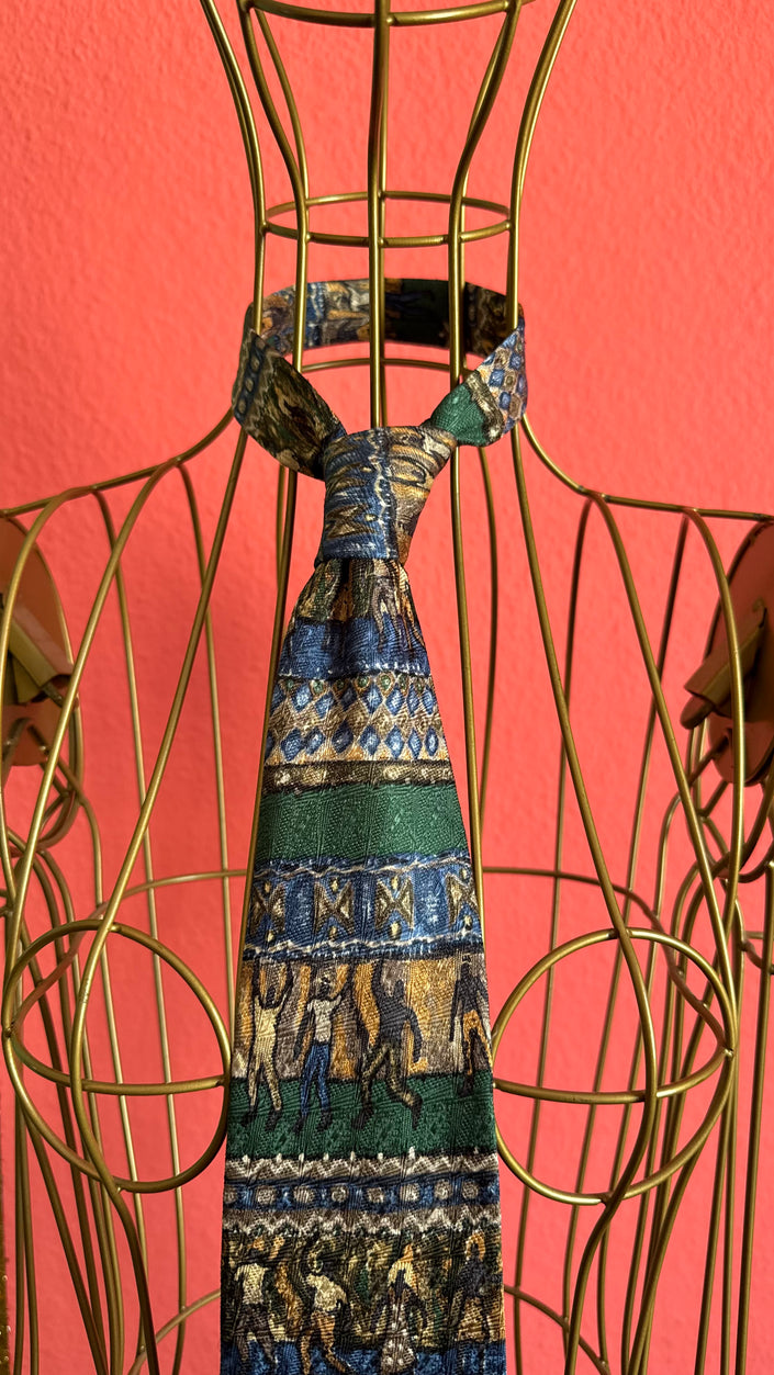Vintage 1980s Equestrian Print Necktie and Women’s Belt by Altea Milano