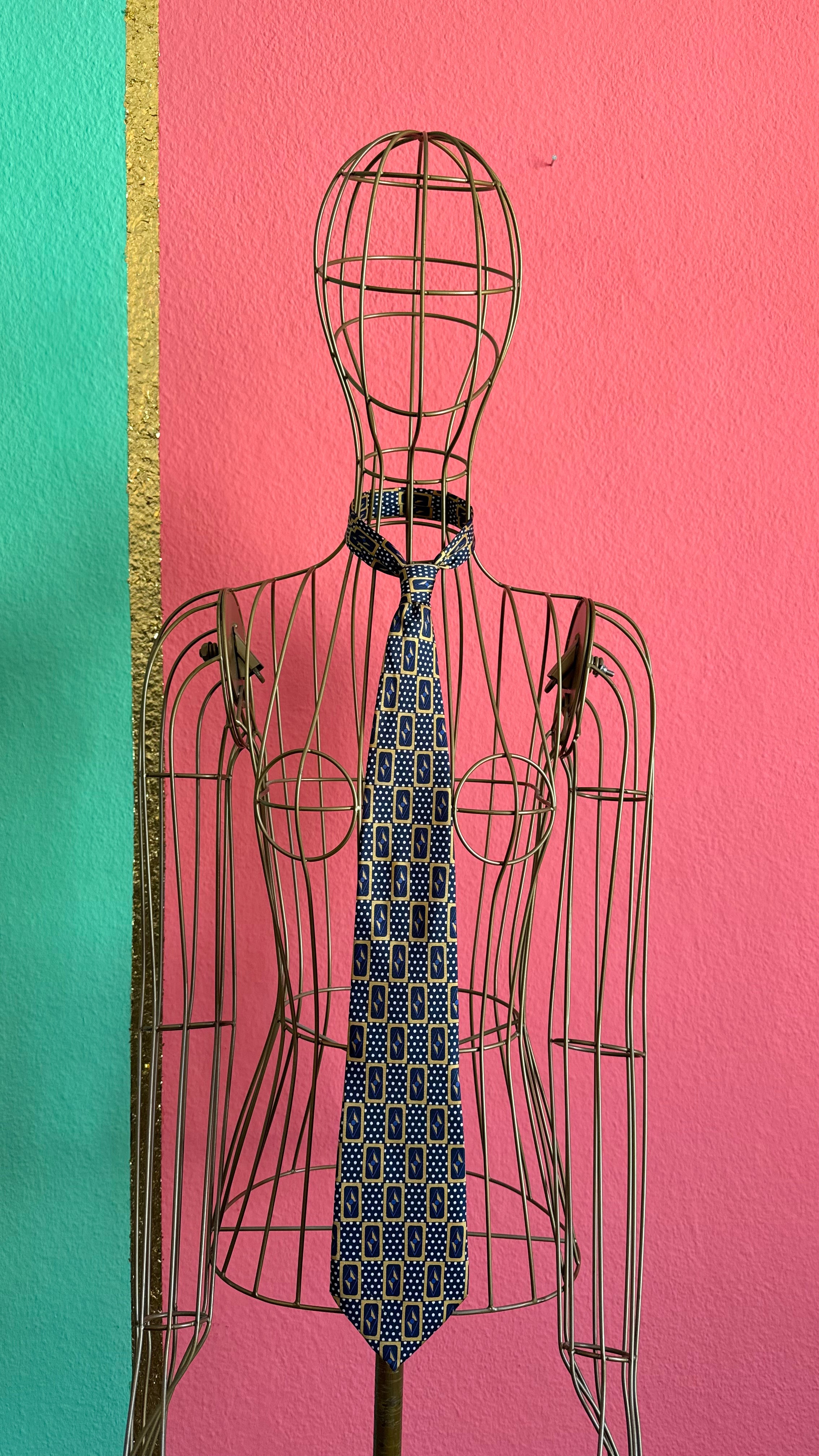 Vintage 1980s Silk Geometric Tie and Women’s Belt Made in Italy