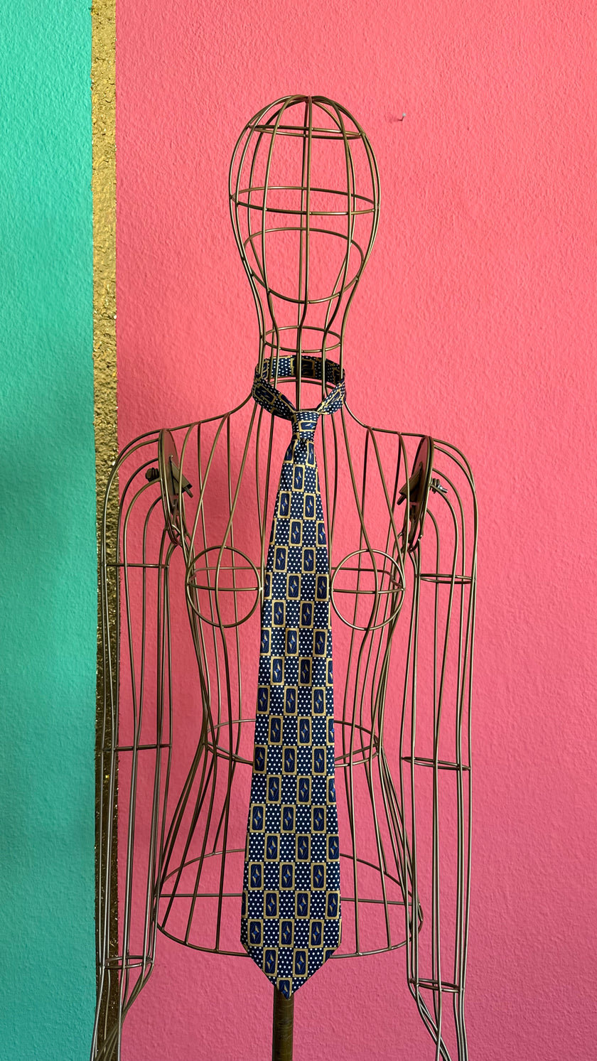 Vintage 1980s Silk Geometric Tie and Women’s Belt Made in Italy