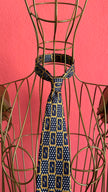 Vintage 1980s Silk Geometric Tie and Women’s Belt Made in Italy