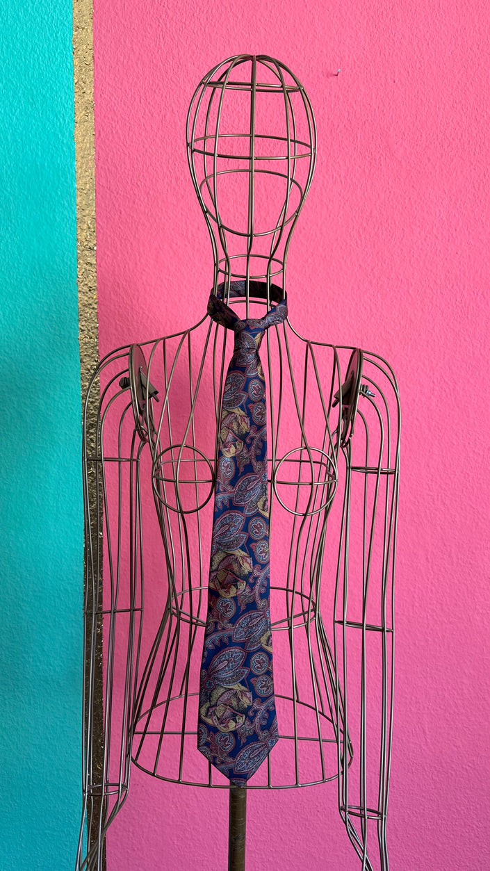Vintage 1980s Italian Silk Paisley Tie and Women’s Belt Made in Italy