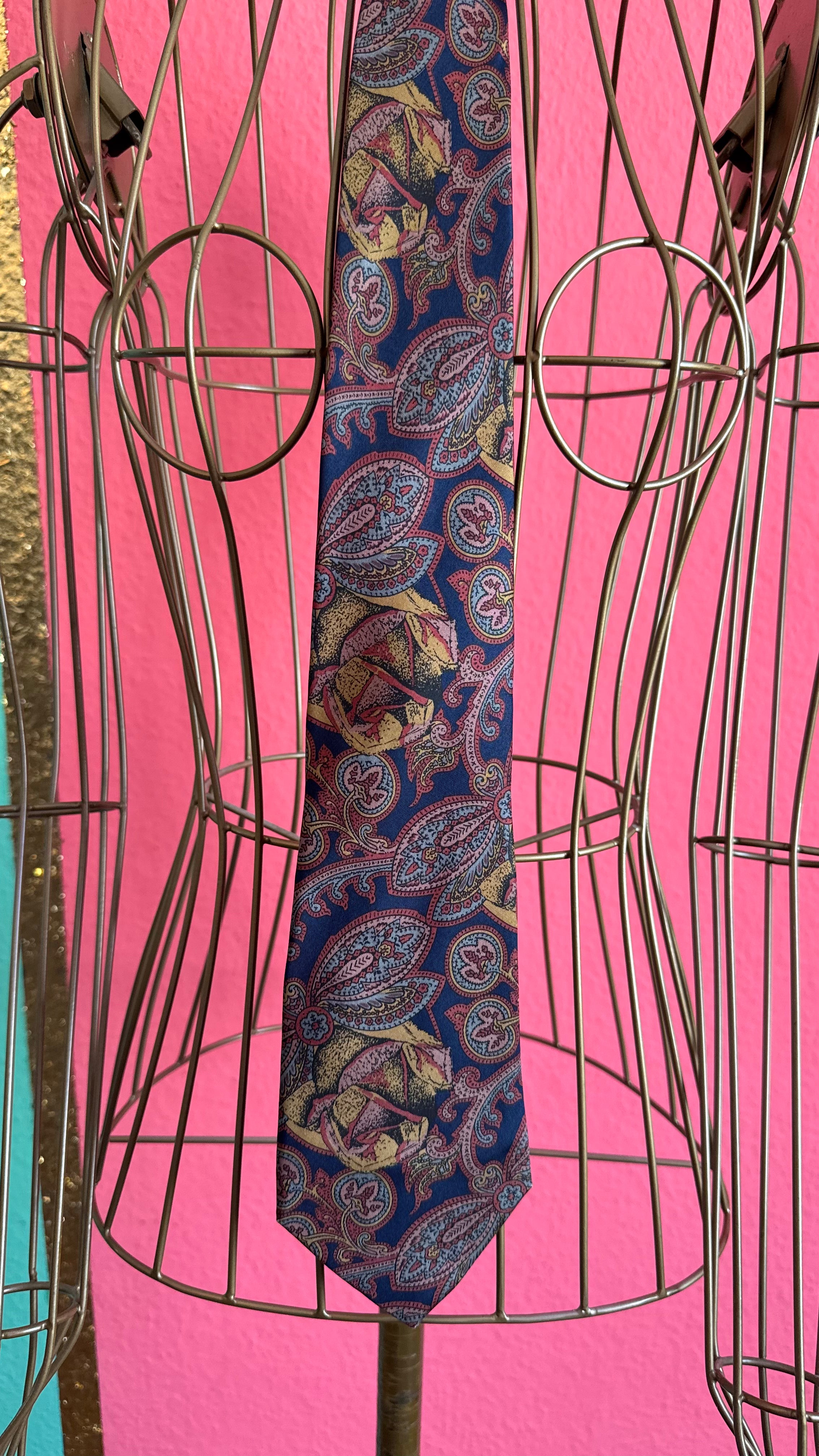 Vintage 1980s Italian Silk Paisley Tie and Women’s Belt Made in Italy