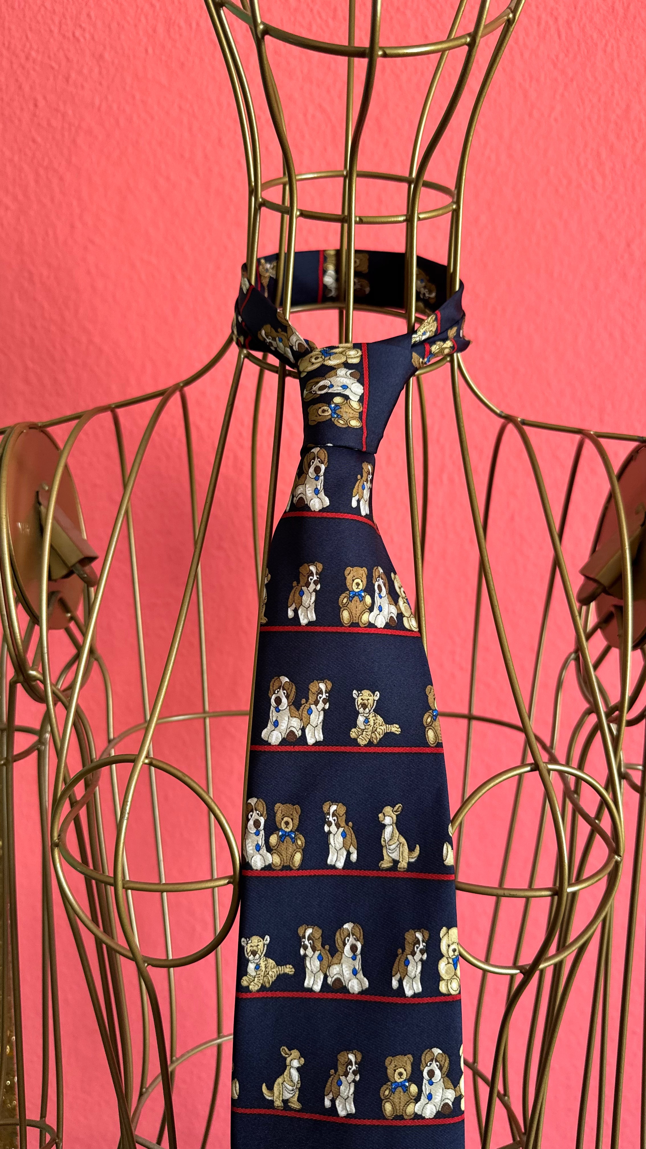 Vintage 1990s Navy Silk Novelty Tie and Women’s Belt by Henley