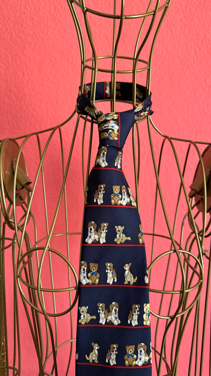 Vintage 1990s Navy Silk Novelty Tie and Women’s Belt by Henley