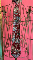 Vintage 1990s Burgundy Baroque Silk Tie and Women’s Belt by BOSS
