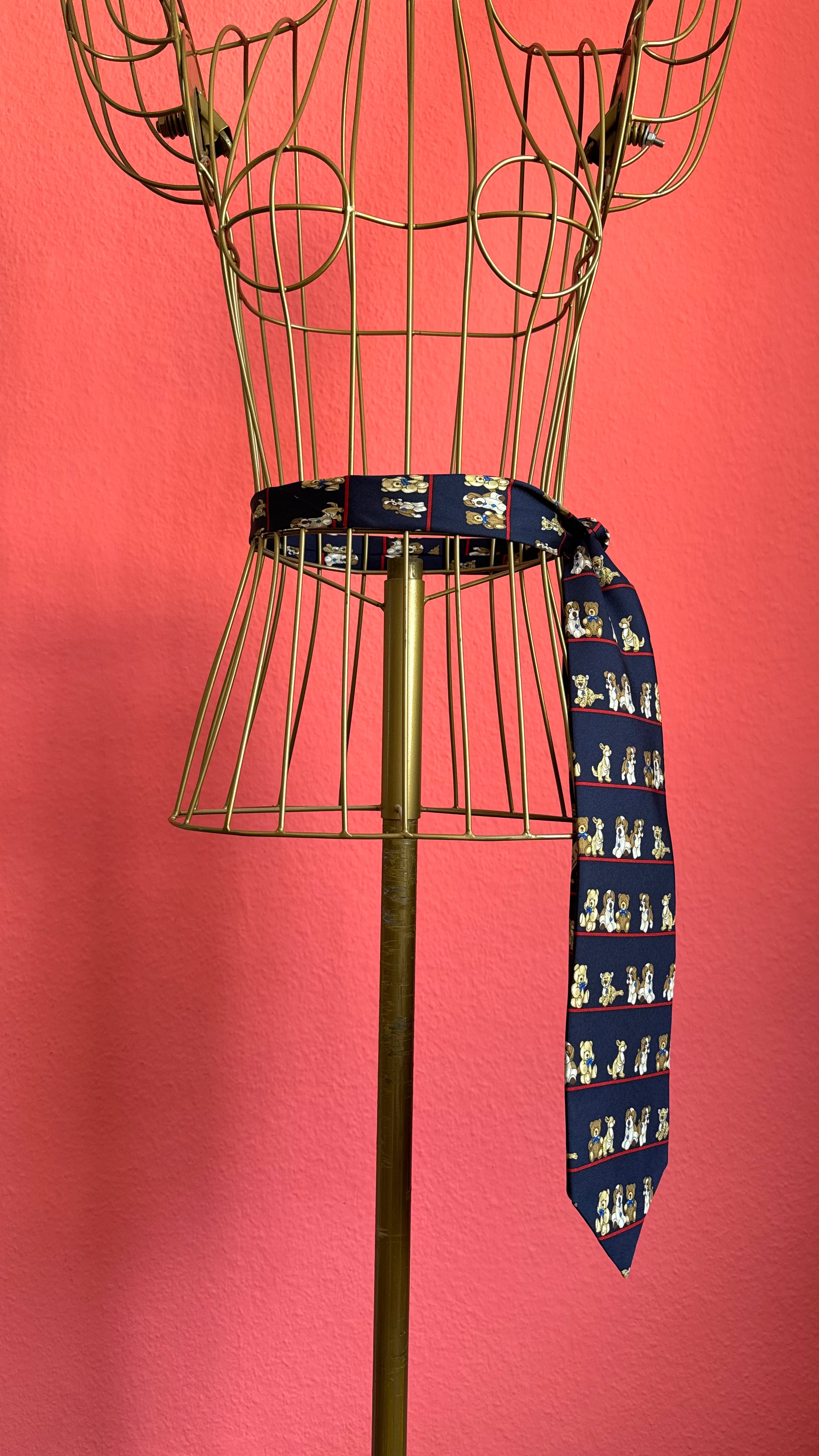 Vintage 1990s Navy Silk Novelty Tie and Women’s Belt by Henley