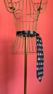 Vintage 1990s Navy Silk Novelty Tie and Women’s Belt by Henley