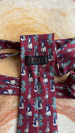 Vintage 1980s Burgundy Figural Print Tie and Women’s Belt by PEAU