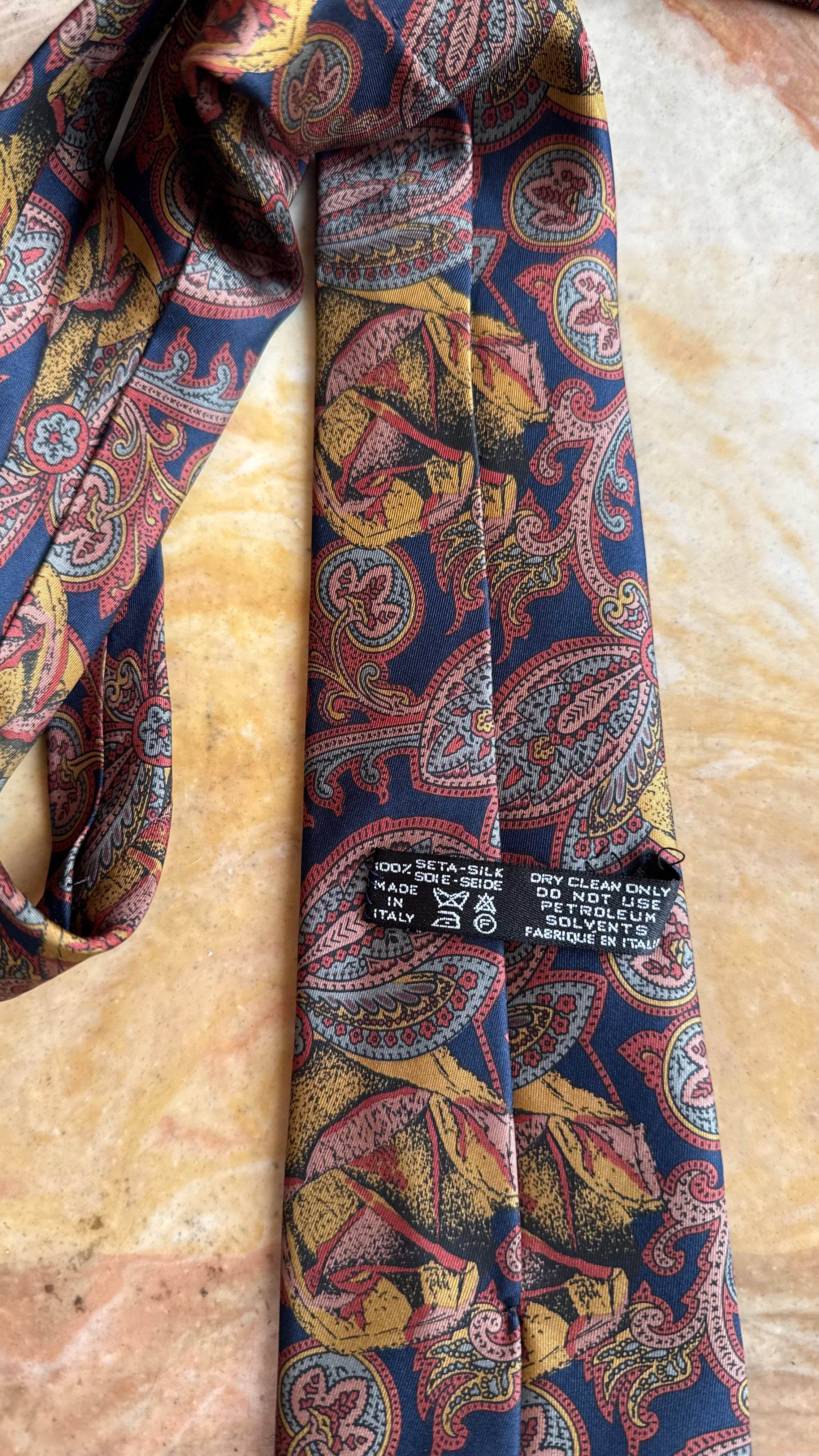 Vintage 1980s Italian Silk Paisley Tie and Women’s Belt Made in Italy