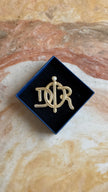 Vintage 1980s Christian Dior Gold-Tone Logo Brooch With Pearl Detail