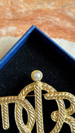 Vintage 1980s Christian Dior Gold-Tone Logo Brooch With Pearl Detail