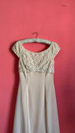 Vintage 1990s Scott McClintock Champagne Embroidered Evening Dress