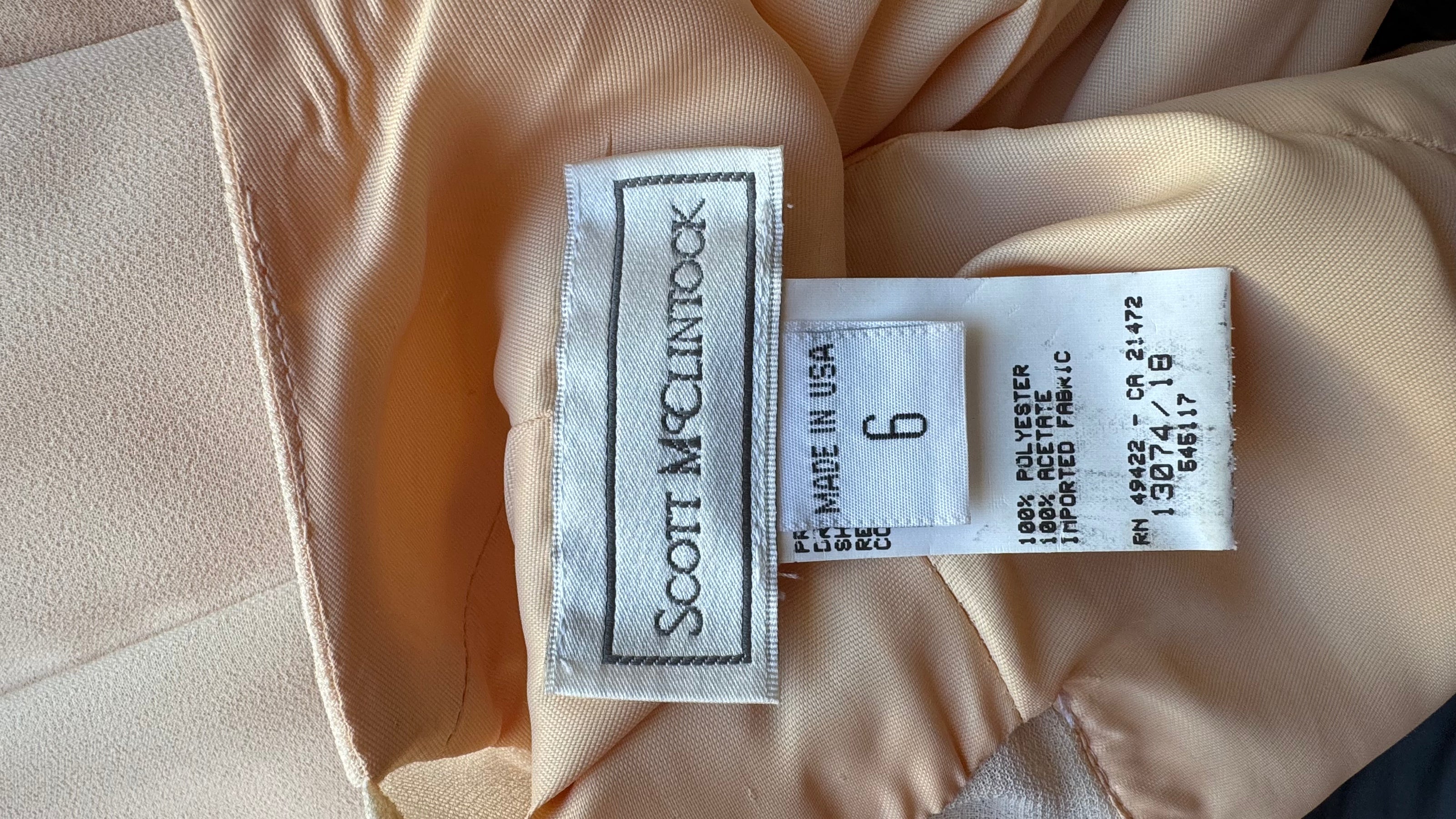 Vintage 1990s Scott McClintock Champagne Embroidered Evening Dress