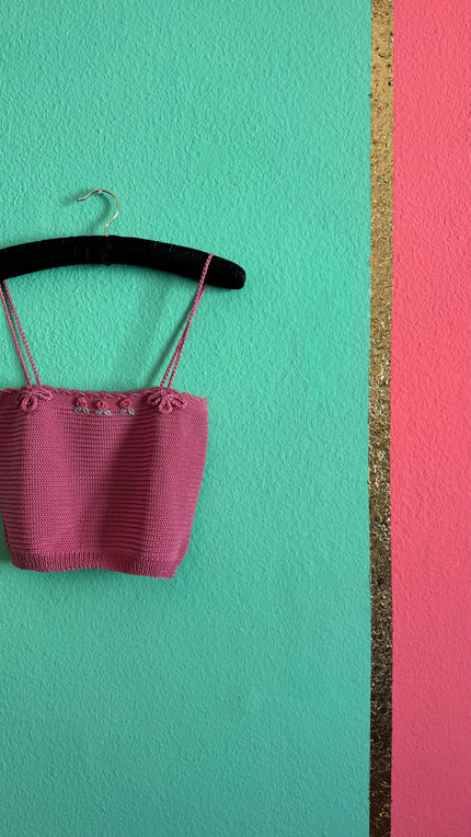 Pink Hand-Crochet Knit Camisole Top