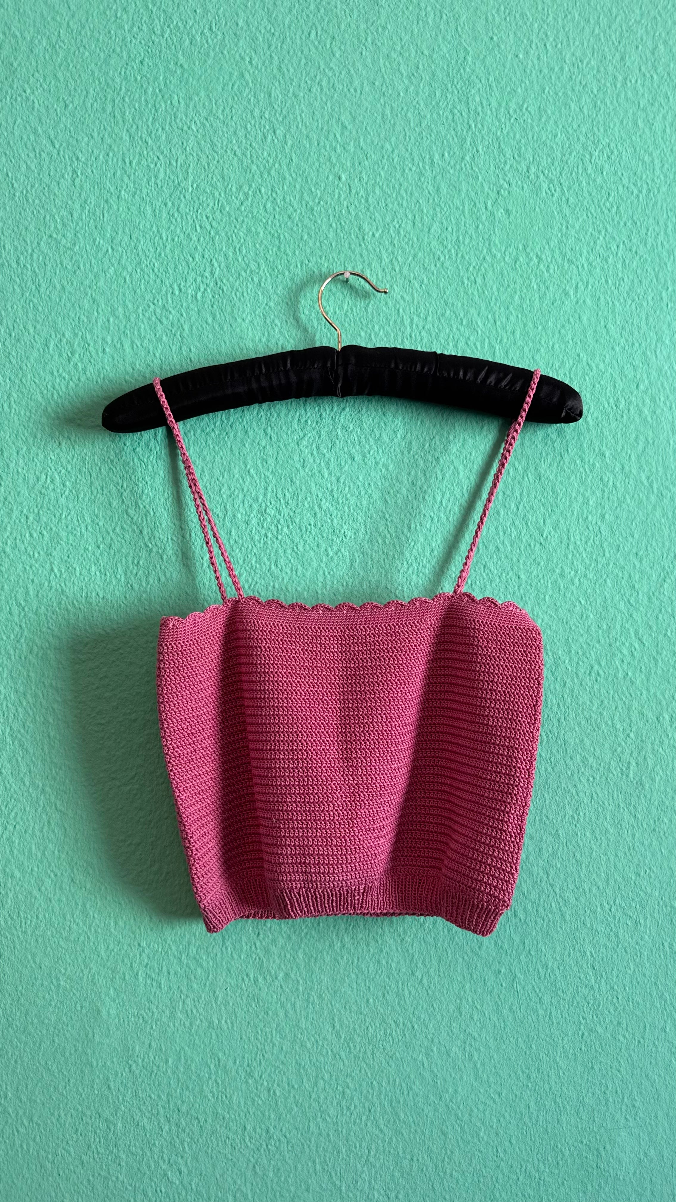 Pink Hand-Crochet Knit Camisole Top