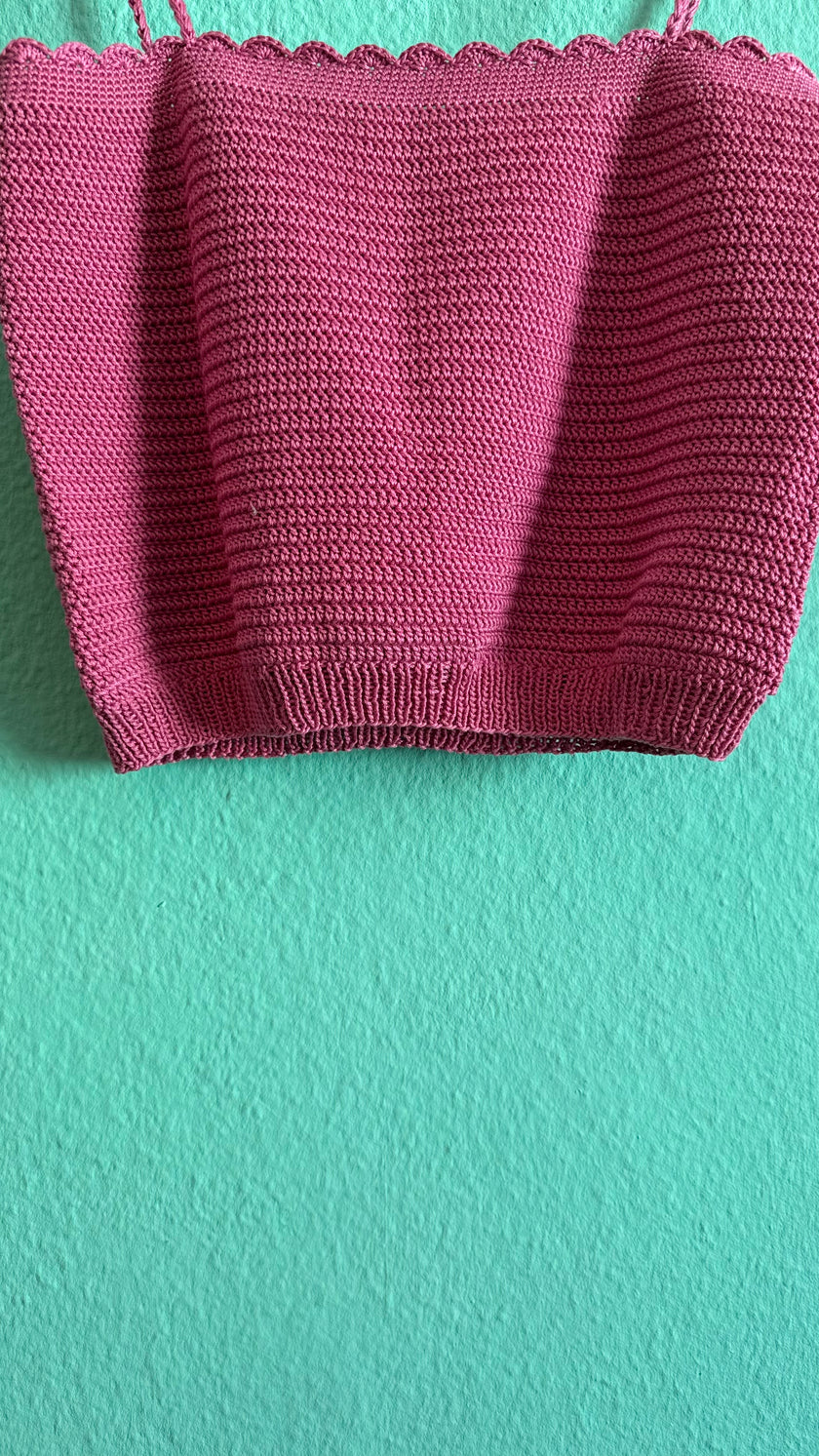 Pink Hand-Crochet Knit Camisole Top