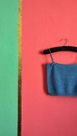 Blue Hand-Crochet Knit Camisole Top