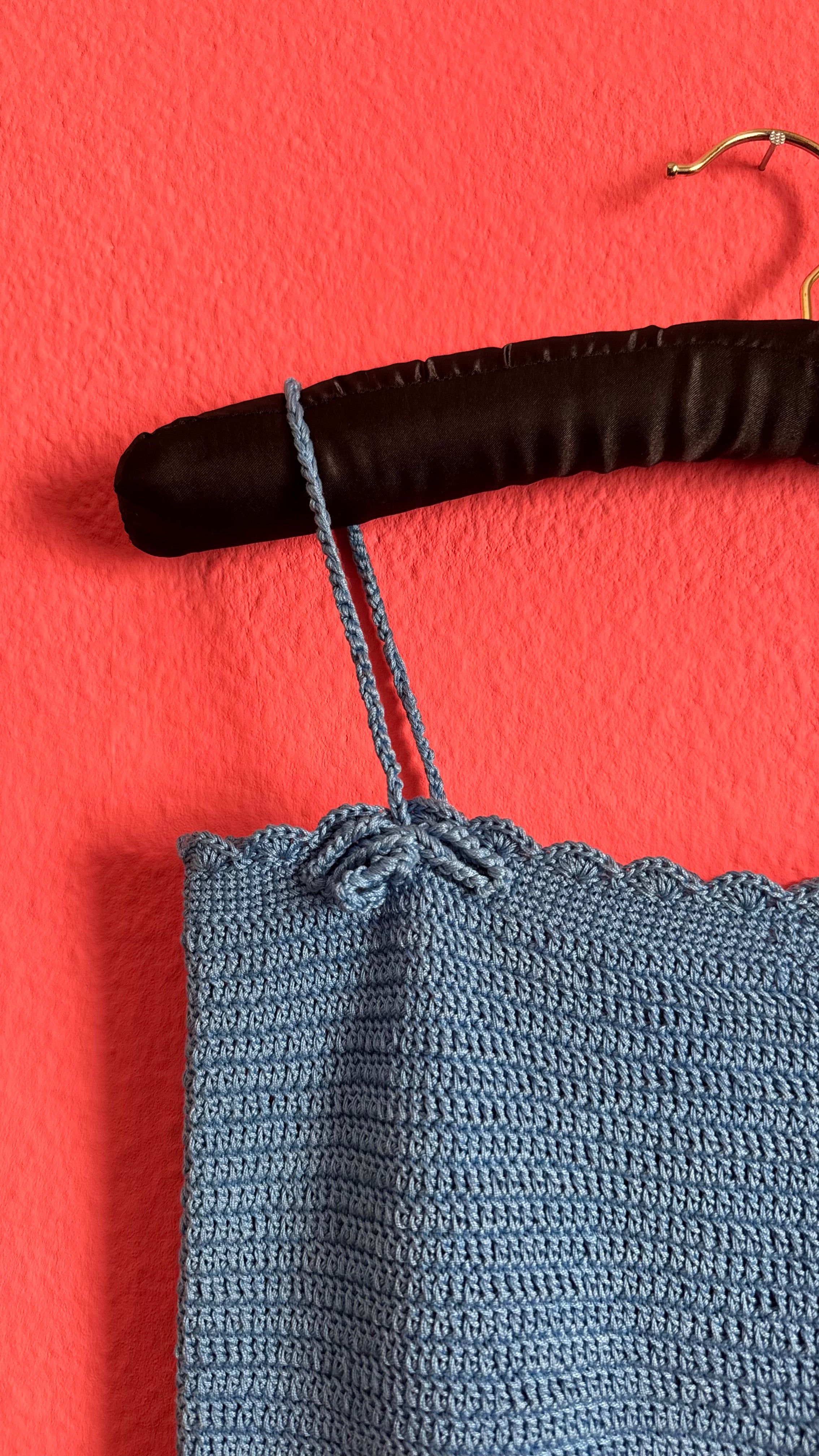 Blue Hand-Crochet Knit Camisole Top