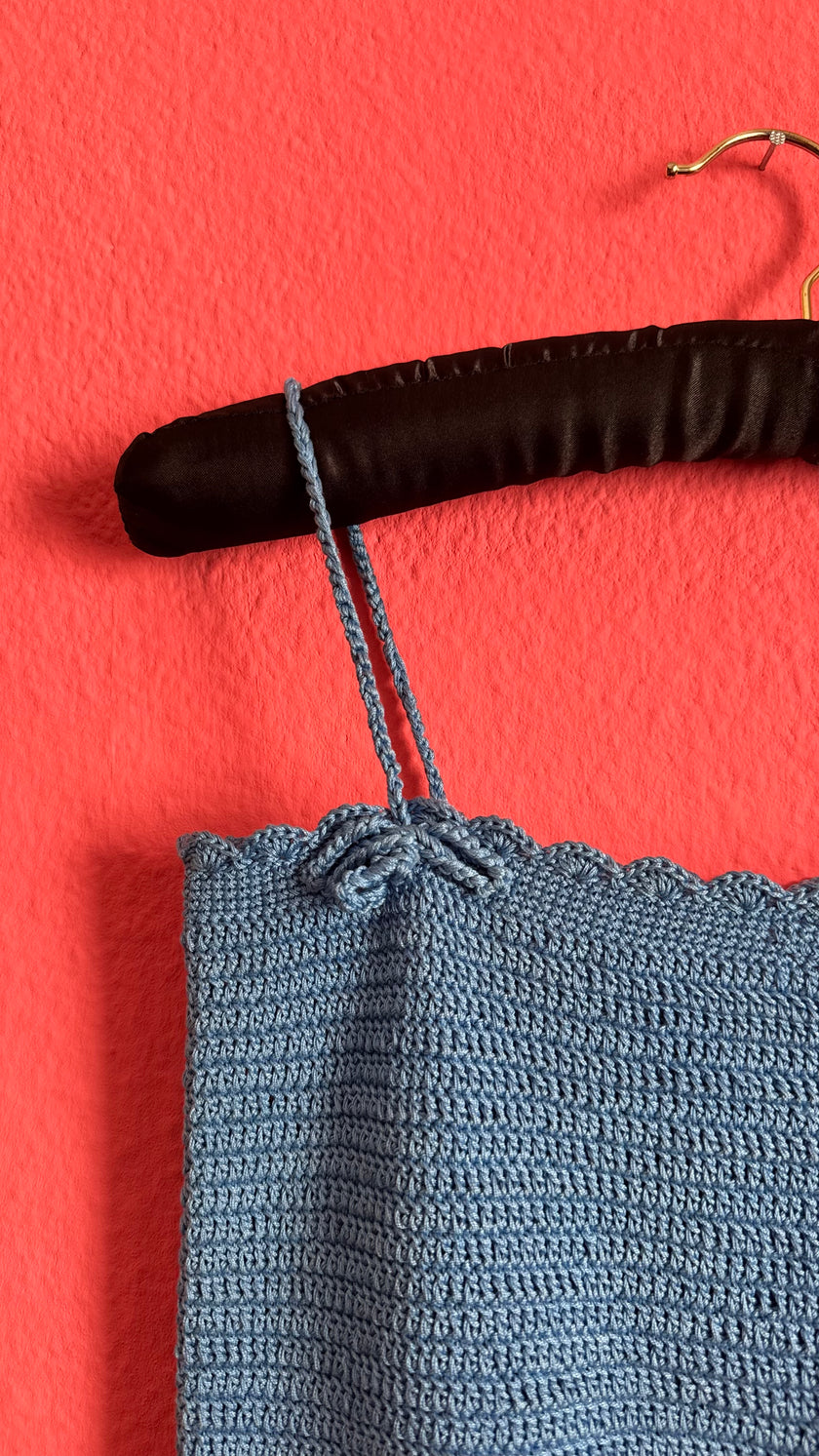 Blue Hand-Crochet Knit Camisole Top