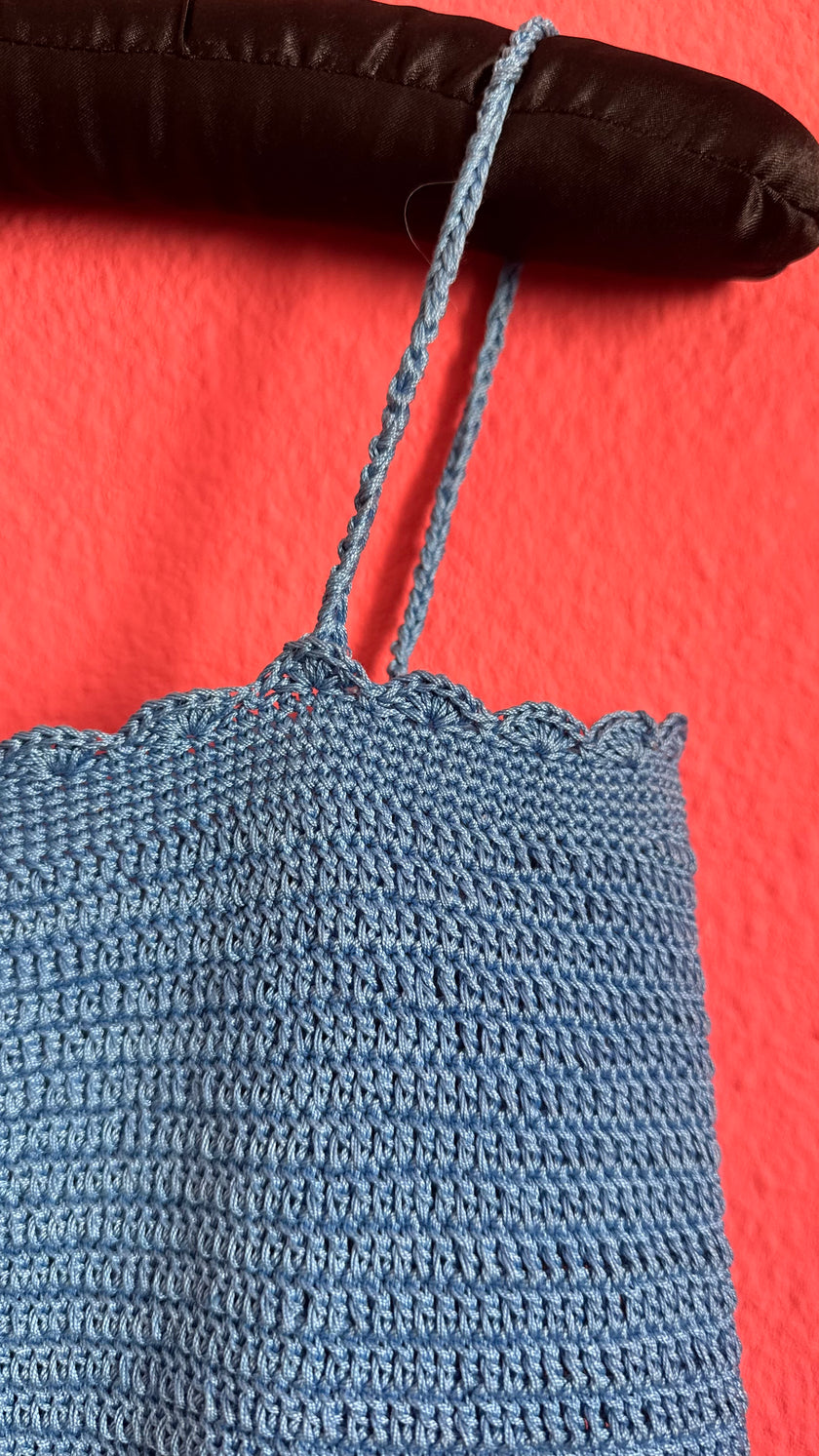 Blue Hand-Crochet Knit Camisole Top
