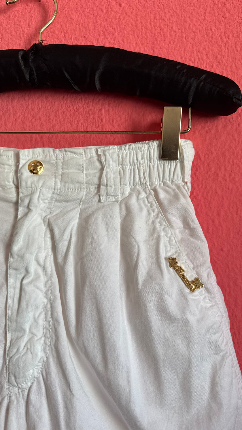 Vintage 1990s White Cotton Shorts With Gold Star Detail By Lily Farouche
