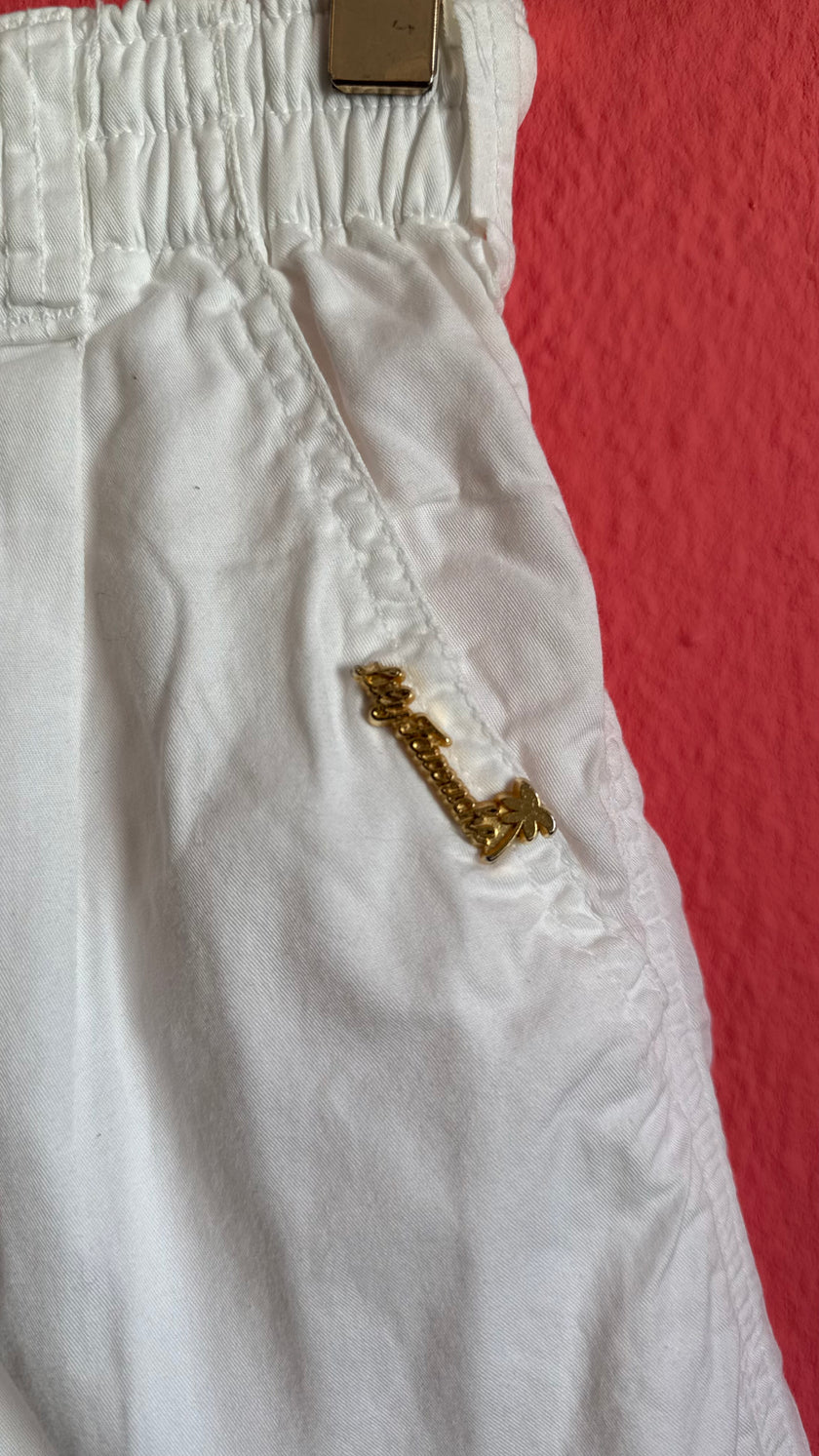 Vintage 1990s White Cotton Shorts With Gold Star Detail By Lily Farouche