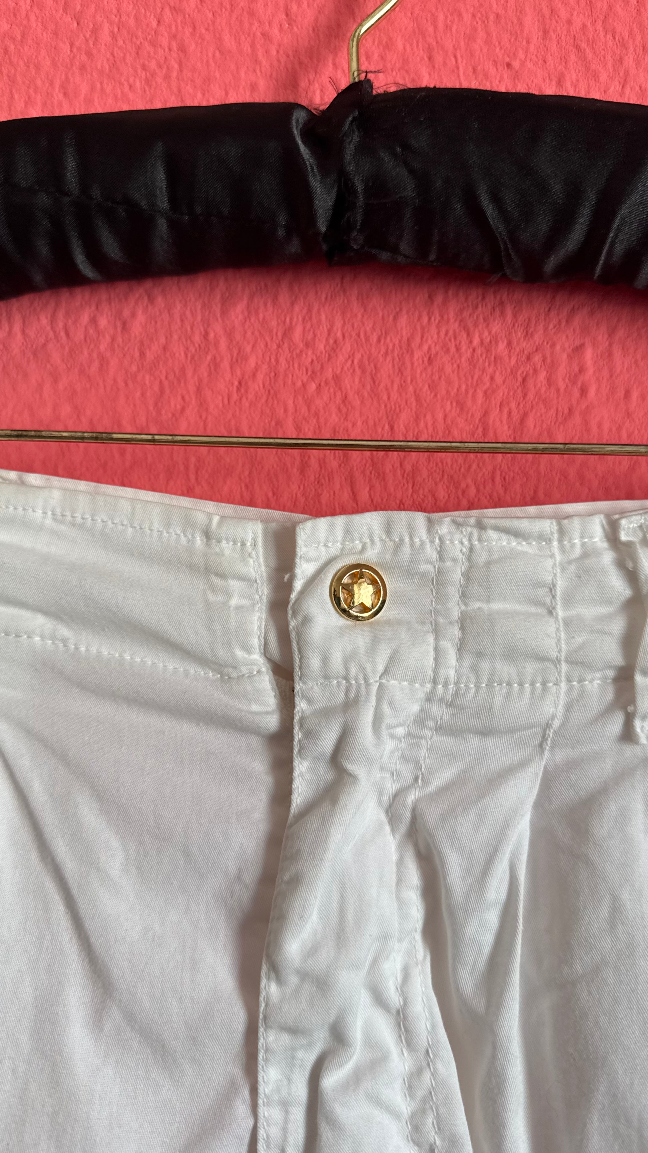 Vintage 1990s White Cotton Shorts With Gold Star Detail By Lily Farouche