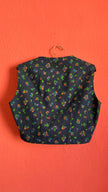 Vintage 1980s Floral Denim-Effect Vest And Skirt Set
