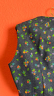 Vintage 1980s Floral Denim-Effect Vest And Skirt Set