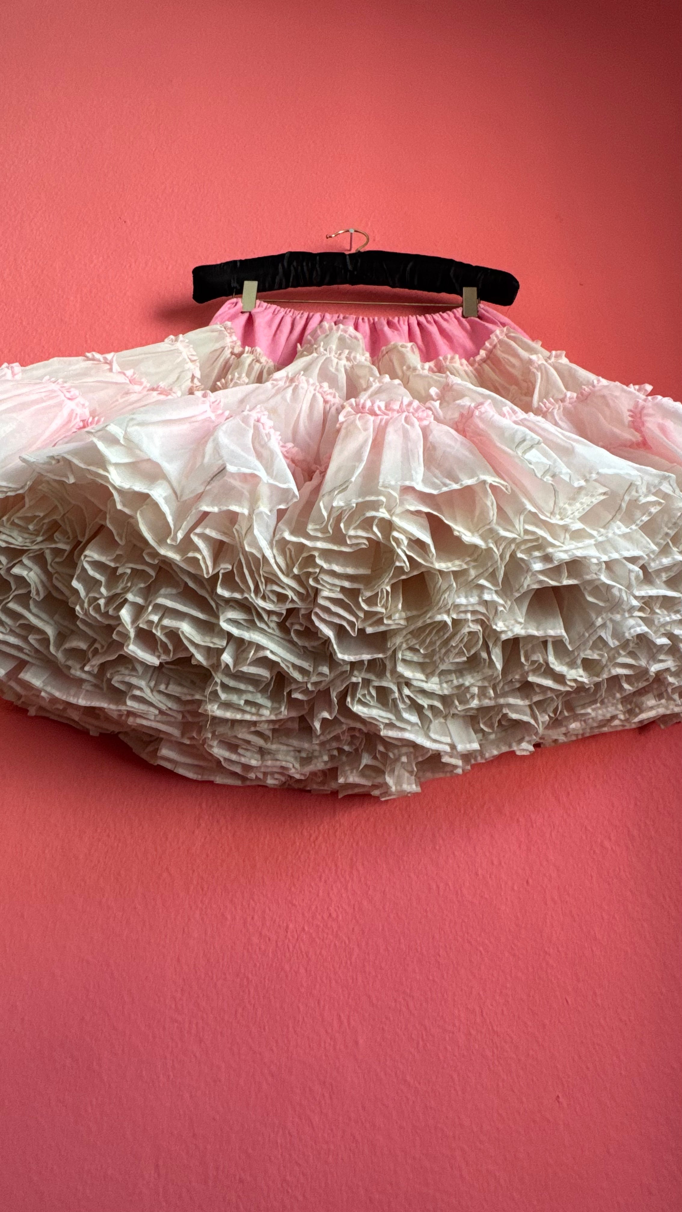 Vintage 1950s Pink And White Ruffled Petticoat By Sugar Fashion