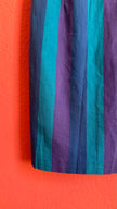 Vintage 1980s Striped Blue And Purple Sleeveless Midi Dress