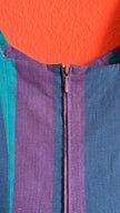 Vintage 1980s Striped Blue And Purple Sleeveless Midi Dress