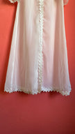 Vintage 1970s White Sheer Hooded Lace Trim Maxi Robe