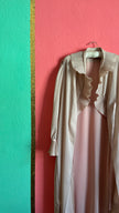 Vintage 1980s Beige Pleated Ruffle Maxi Robe By Fünfsteinberg
