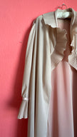Vintage 1980s Beige Pleated Ruffle Maxi Robe By Fünfsteinberg