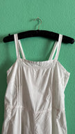 Vintage 1970s White Cotton Overall Jumpsuit With Embroidered Buttons