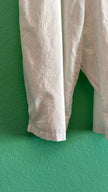 Vintage 1970s White Cotton Overall Jumpsuit With Embroidered Buttons