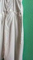 Vintage 1970s White Cotton Overall Jumpsuit With Embroidered Buttons