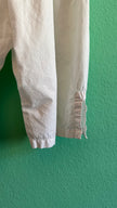 Vintage 1970s White Cotton Overall Jumpsuit With Embroidered Buttons