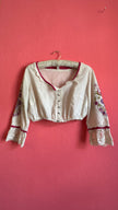 Vintage 1970s Folk Embroidered Blouse And Apron Set