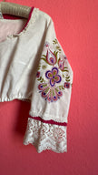 Vintage 1970s Folk Embroidered Blouse And Apron Set